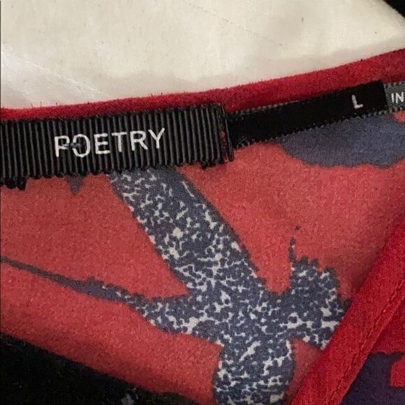 Poetry sheer print blouse racer back size large - Picture 8 of 8